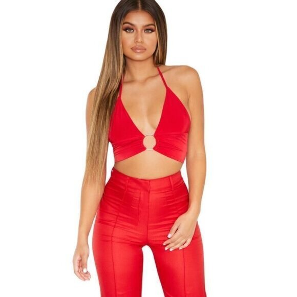 Pretty Little Thing PLUNGE RING DETAIL BRALETTE Size 4 NWT - Picture 3 of 7